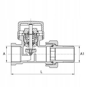 Zestaw termostatyczny do grzejnika prosty 1/2 cala