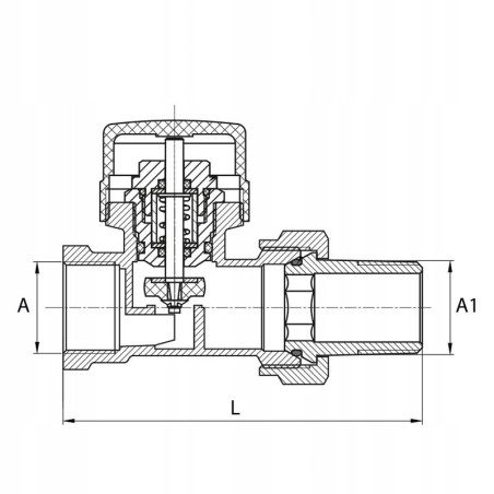 Zestaw termostatyczny do grzejnika prosty 1/2 cala