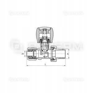 Zawór grzejnikowy prosty 1/2 cala do PEX 16 mm