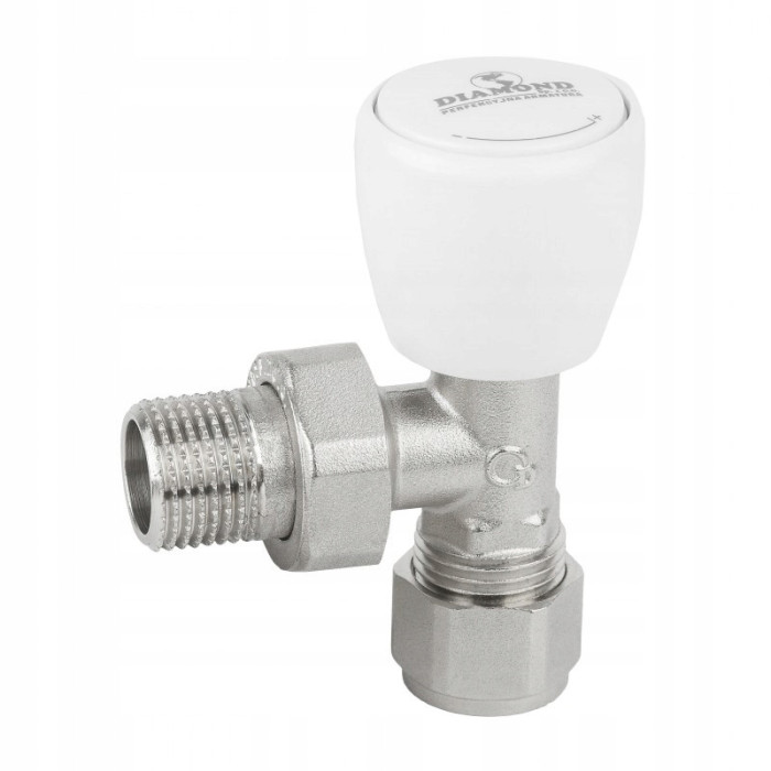 Zawór grzejnikowy kątowy 1/2 cala do PEX 16 mm