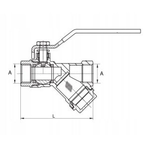 Zawór kurek kulowy 1/2 cala DN15 z filtrem NIKIEL