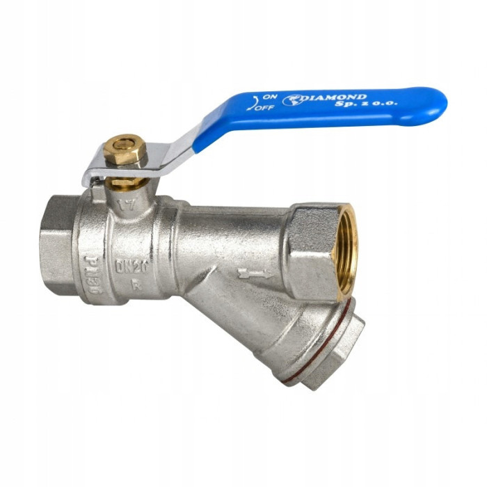 Zawór kurek kulowy 1/2 cala DN15 z filtrem HISZPAN