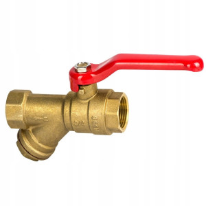 Zawór kurek kulowy 1/2 cala DN15 z filtrem mosiądz