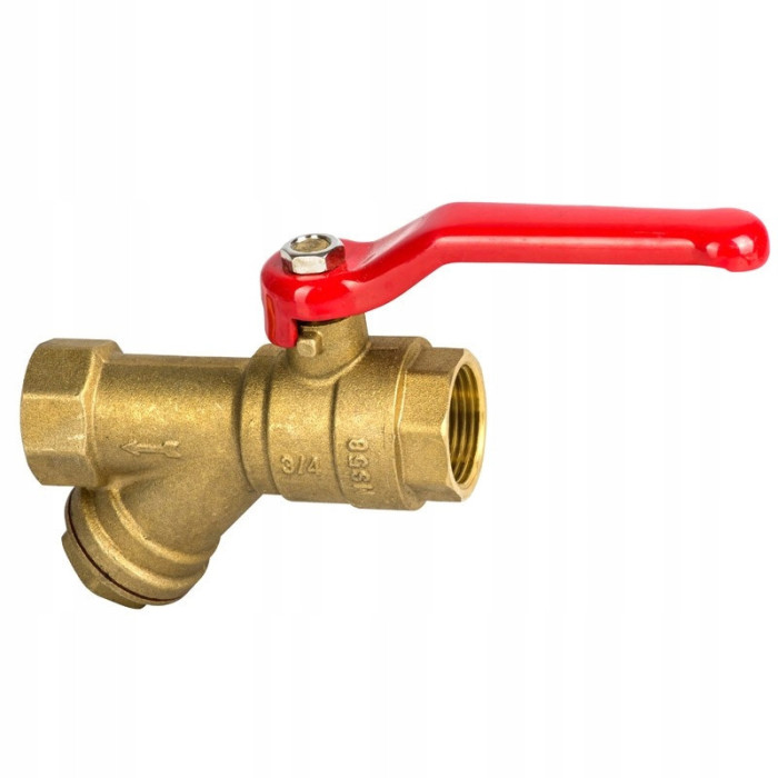 Zawór kurek kulowy 1/2 cala DN15 z filtrem mosiądz