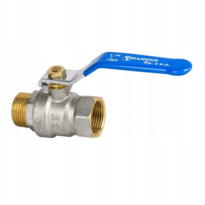 Zawór kurek kulowy 1/2 cala DN15 Hiszpan WZ RĄCZKA NIEBIESKA DIAMOND MOCNY