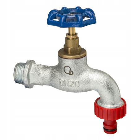 ZAWÓR ZAPOROWY ZE ZŁĄCZKĄ DO WĘŻA ŻELIWNY OCYNKOWANY 3/4 DIAMOND
