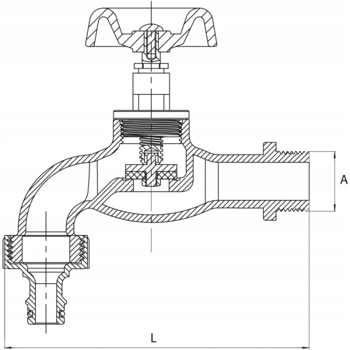 ZAWÓR ZAPOROWY ZE ZŁĄCZKĄ DO WĘŻA ŻELIWNY OCYNKOWANY 3/4 DIAMOND