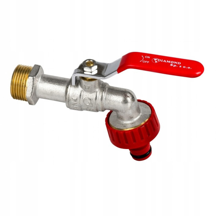 ZAWÓR KUREK KULOWY KRAN CZERPALNY Z DŁAWIKIEM 3/4" CALA DN20 SZYBKOZŁĄCZKA