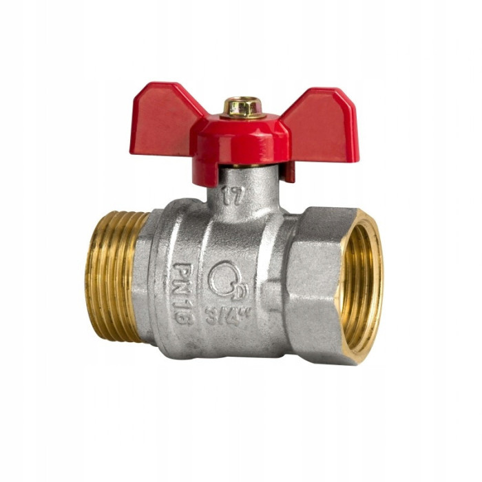 ZAWÓR KULOWY KUREK 1/2'' CALA WZ DN15 DŁAWIK MOTYLEK MOSIĘŻNY SOLIDNY MOCNY