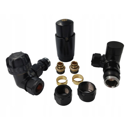 ZESTAW TERMOSTATYCZNY DO GRZEJNIKA CZARNY OSIOWY