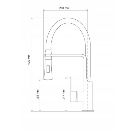 VEGAS CHROM BATERIA KUCHENNA Z WYCIĄGANĄ WYLEWKĄ