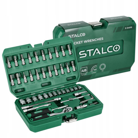 STALCO ZESTAW KLUCZY NASADOWYCH Z GRZECHOTKĄ 1/4” 48 ELEMENTÓW W WALIZCE