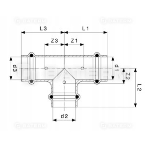 PROFIPRESS TRÓJNIK 28mm x 22mm x 28mm GAZ VIEGA