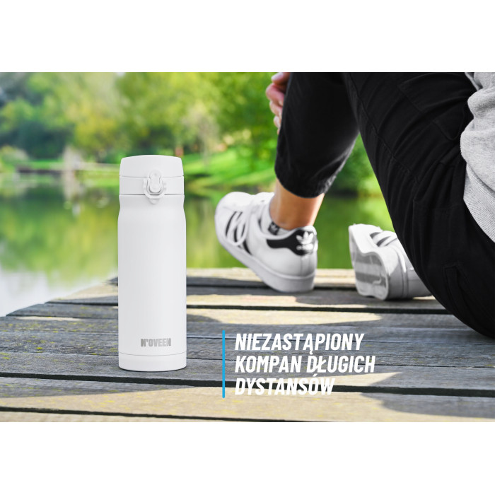 BUTELKA TERMICZNA KUBEK TERMOS BIDON 400ml STAL BIAŁA NOVEEN