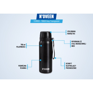 TERMOS TURYSTYCZNY BUTELKA TERMICZNA 700ml INOX GREY BIDON NOVEEN
