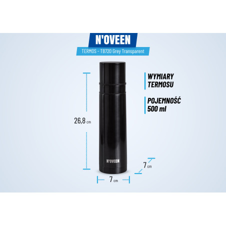 SZCZELNY TERMOS Z DWOMA KUBKAMI BUTELKA TERMICZNA 0,5L SZKOŁY PRACY NOVEEN