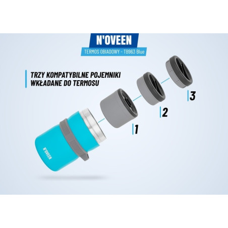 POJEMNIK OBIADOWY TERMOS LUNCH BOX 2,0L Z ŁYŻKĄ NIEBIESKI NOVEEN MANEŻKA