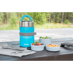 POJEMNIK OBIADOWY TERMOS LUNCH BOX 2,0L Z ŁYŻKĄ NIEBIESKI NOVEEN MANEŻKA