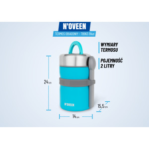 POJEMNIK OBIADOWY TERMOS LUNCH BOX 2,0L Z ŁYŻKĄ NIEBIESKI NOVEEN MANEŻKA