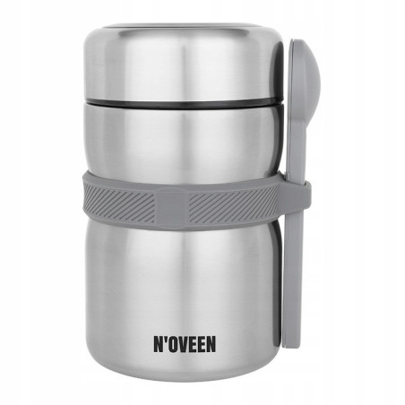 TERMOS OBIADOWY MENAŻKA NA ZUPĘ LUNCH SZCZELNY 2L NOVEEN SREBRNY NOWOCZESNY
