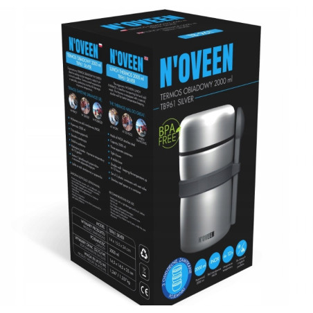 TERMOS OBIADOWY MENAŻKA NA ZUPĘ LUNCH SZCZELNY 2L NOVEEN SREBRNY NOWOCZESNY