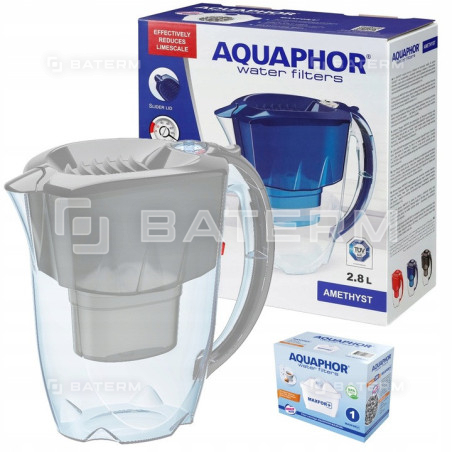 DZBANEK FILTRUJĄCY AQUAPHOR AMETHYST 2.8 L SZARY + FILTR WKŁAD MAXFOR PLUS