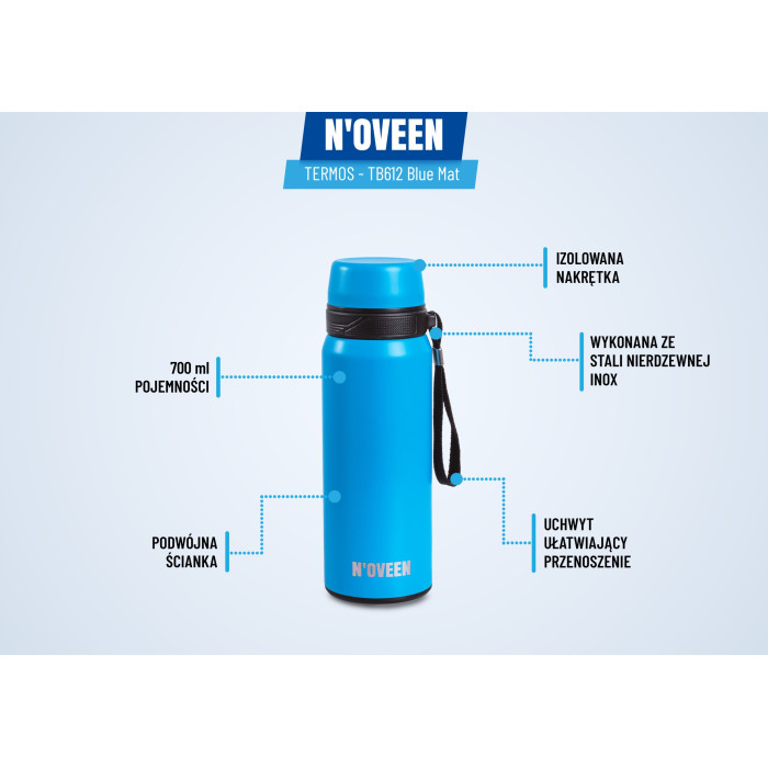 TERMOS TURYSTYCZNY BUTELKA TERMICZNA 700ml INOX BLUE