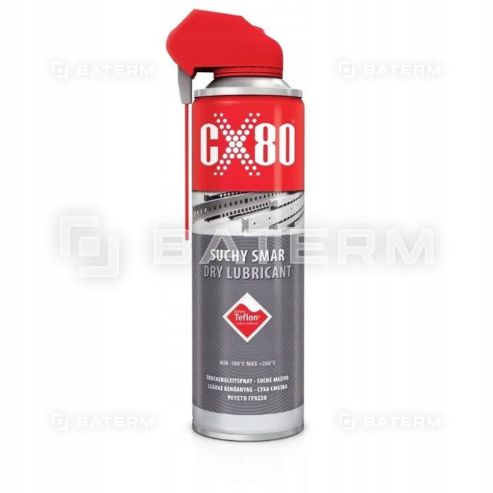 CX80 SUCHY SMAR TEFLONOWY TEFLON DUO SPRAY 500ml DRY LUBRICANT