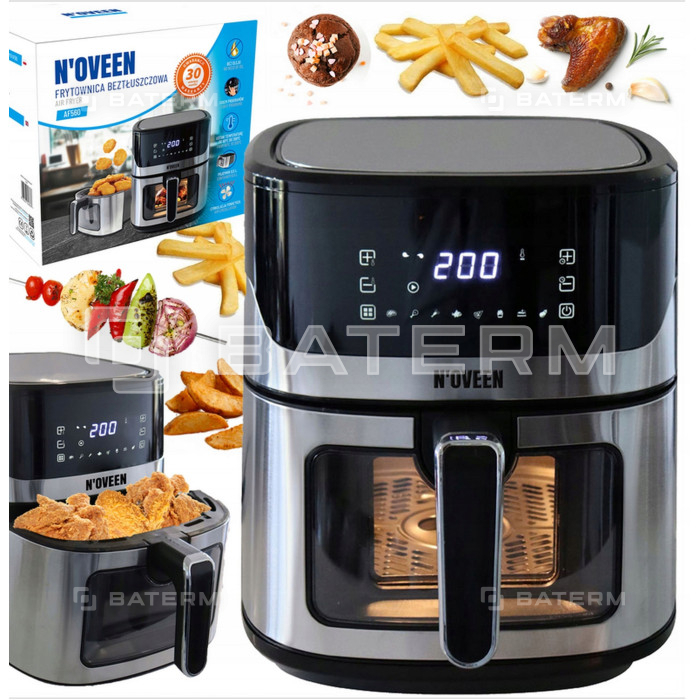 FRYTKOWNICA BEZTŁUSZCZOWA 6,5L 8 PROGRAMÓW INOX LED AIR FRYER FRYTOWNICA