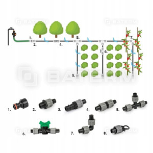 ZESTAW AKCESORIÓW DO NAWADNIANIA TAŚMY KROPLUJĄCEJ 16mm 24 ELEMENTY BRADAS