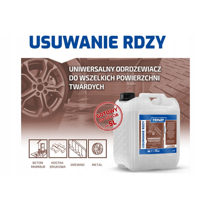 Płyn do usuwania rdzy, żelaza, śladów po nawozach, pożółknięć TENZI / 5L