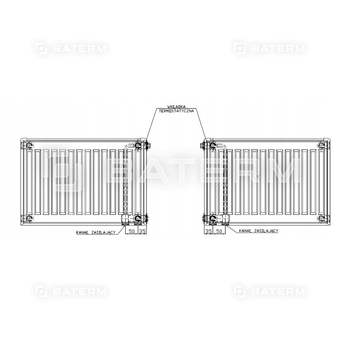 Grzejnik Stalowy Panelowy V22-500X0800 zasilanie DOLNE 1406 W biały DIAMOND