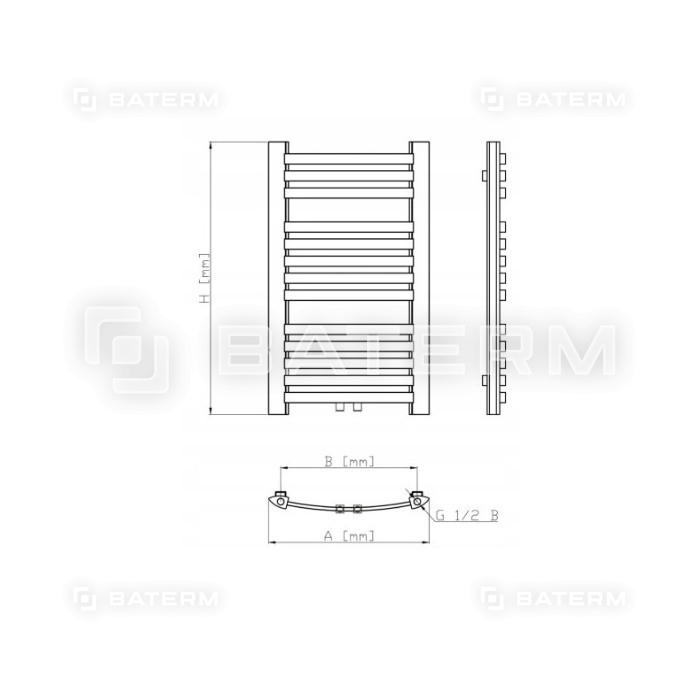 Grzejnik łazienkowy 350W 1000 x 400 GR3V CENTRYCZNE