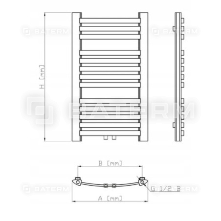 Grzejnik łazienkowy 350W 1000 x 400 GR3V CENTRYCZNE