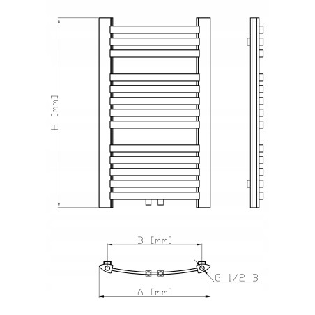Grzejnik Łazienkowy BIAŁY 57 x 80 cm Zasilanie Centryczne DIAMOND