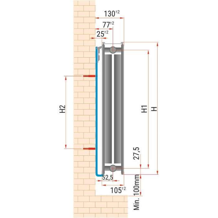 Grzejnik panelowy PV DOLNY PRAWY 60X180cm DIAMOND
