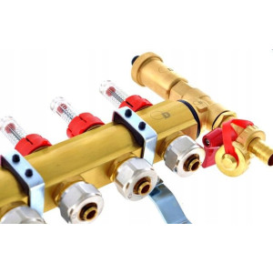 ROZDZIELACZ OGRZEWANIA PODŁOGOWEGO PODŁOGÓWKI 6 OBWODÓW SEKCJI MOSIĘŻNY