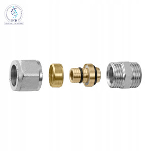 Nypel 16 x 1/2 cala PEX skręcany rozłączny