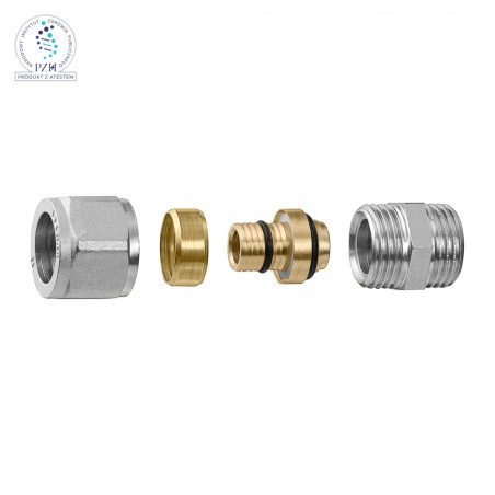 Nypel 16 x 1/2 cala PEX skręcany rozłączny