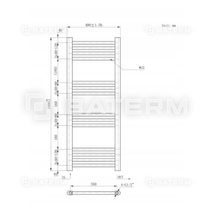 GRZEJNIK BASIC 40×100 cm BIAŁY ŁAZIENKOWY DRABINKOWY KALORYFER