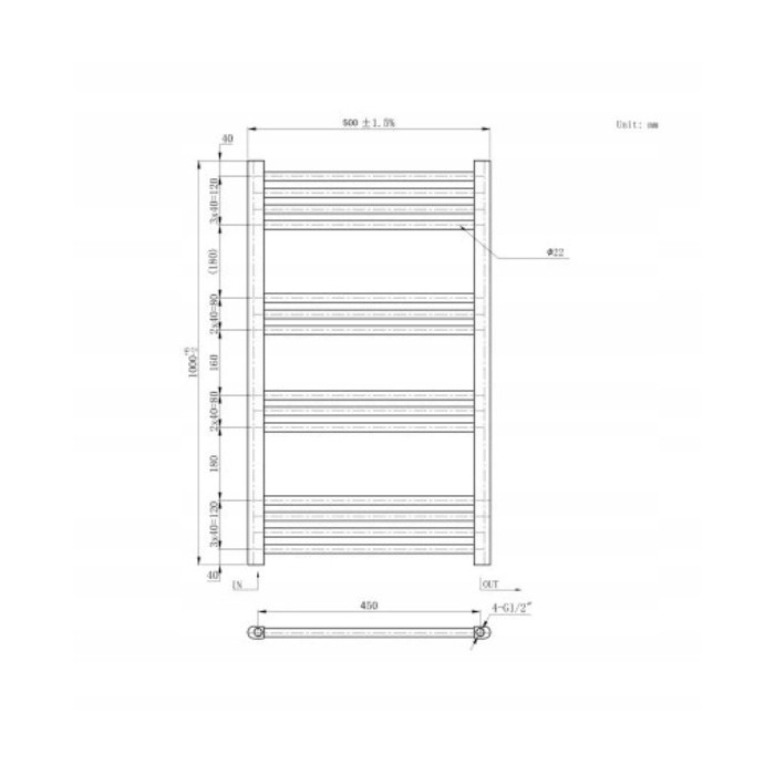 GRZEJNIK BASIC 50×100 cm CZARNY ŁAZIENKOWY DRABINKOWY KALORYFER
