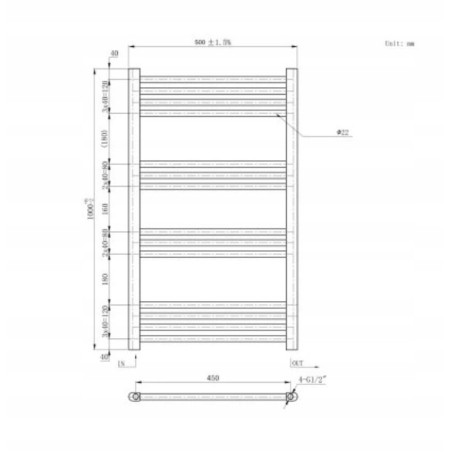 GRZEJNIK BASIC 50×100 cm CZARNY ŁAZIENKOWY DRABINKOWY KALORYFER