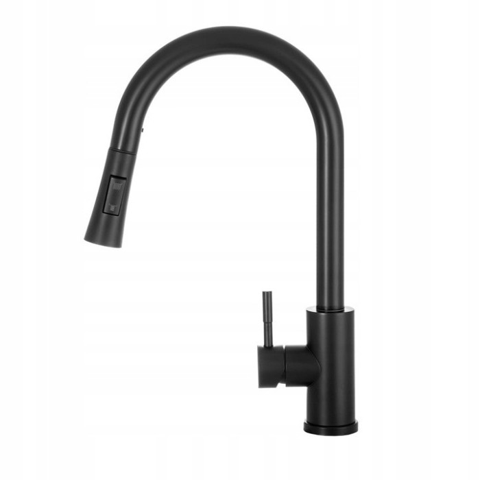 BATERIA KUCHENNA CZARNA ZLEWOZMYWAKOWA Z WYCIĄGANA WYLEWKA KRAN SLIM