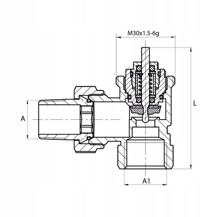 Zestaw termostatyczny do grzejnika kątowy 1/2 cala biała głowica