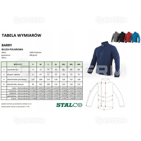 BLUZA POLAROWA POLAR ROBOCZY STALCO BARRY ROZMIAR XL SZARA SZARY POPIELATY