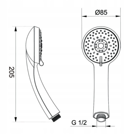 NATRYSK RĘCZNY POLA Z TWORZYWA MASAŻ 5-BIEGOWY CZARNY