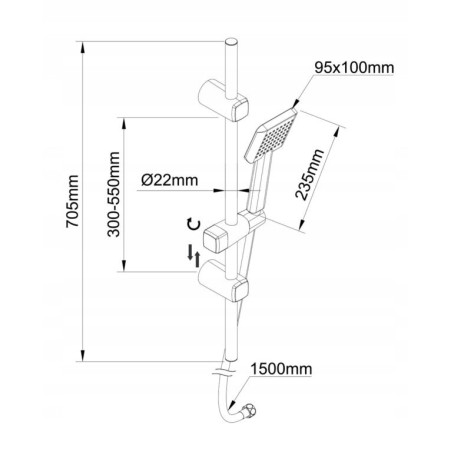 ZESTAW NATRYSKOWY COMO 1-BIEGOWY CHROM