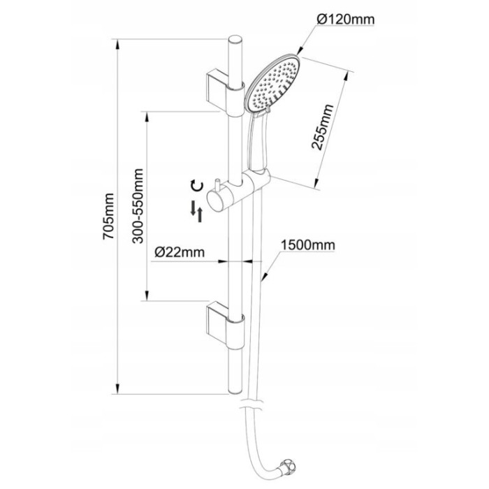 ZESTAW NATRYSKOWY PRATO 3-BIEGOWY CZARNY