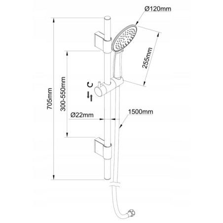 ZESTAW NATRYSKOWY PRATO 3-BIEGOWY CHROM