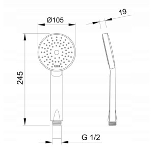 NATRYSK RĘCZNY JULIA Z TWORZYWA MASAŻ 1-BIEGOWY CHROM RĄCZKA